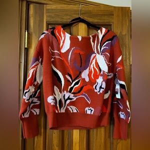 Anthropologie Orange Floral Maeve Sweater Size: S